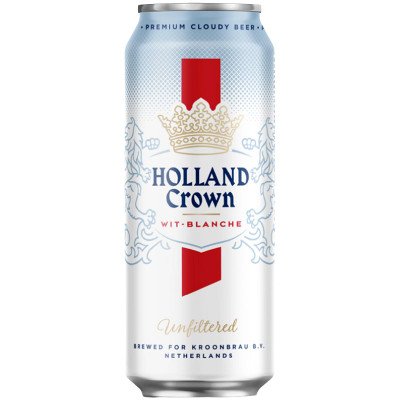 Пиво Holland Crown Вит Бланш светлое нефильтрованное 5.0%, 500мл