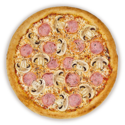 Пицца с ветчиной и грибами «Много лосося», 255г