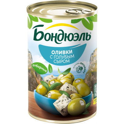 Оливки Bonduelle Мансанилья с голубым сыром, 300г