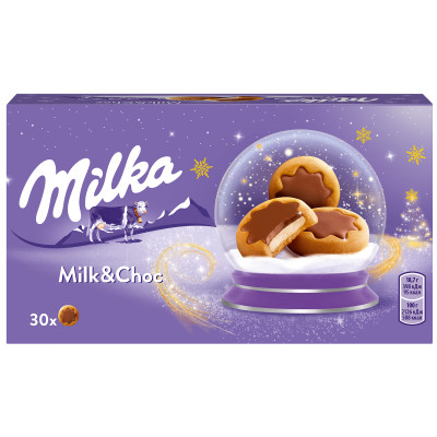 Печенье Milka с молочной начинкой частично покрытое молочным шоколадом, 16х187г