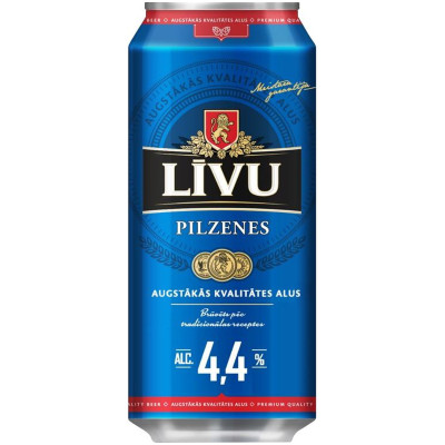 Пиво Livu Пизинес светлое фильтрованное 4.4%, 500мл