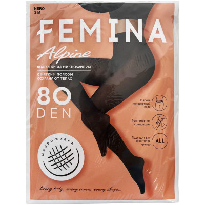 Колготки Femina Alpine с шортиками 80den, размер 3-M