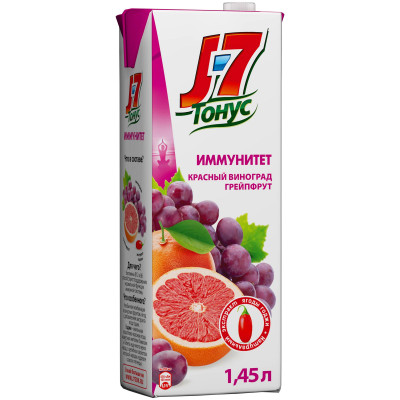 Нектар J7 Тонус Иммунитет Красный виноград-Грейпфрут с экстрактом годжи, 1.45л