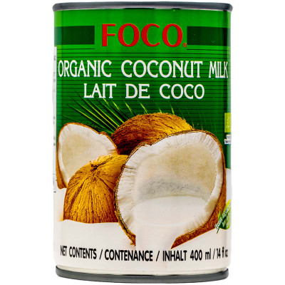 Молоко кокосовое Foco органическое 10-12%, 400мл