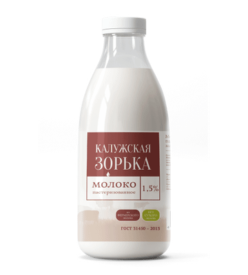 Молоко Калужская Зорька питьевое пастеризованное 1.5%, 900мл