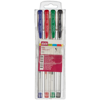 Ручки Attache Economy гелевые разноцветные, 4шт
