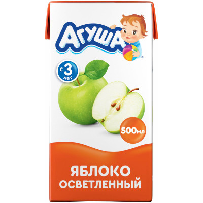 Сок детский Агуша Яблоко осветленный, 500мл