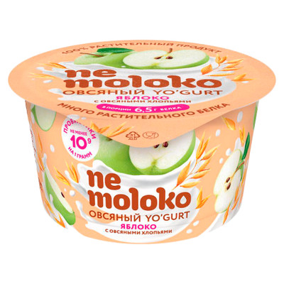 Продукт овсяный Nemoloko Yogurt яблоко-овсяные хлопья обогащённый для детского питания, 130г