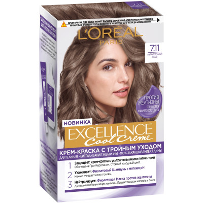 Крем-краска L'Oreal Paris для волос Excellence Cool Creme 7.11 ультрапепельный русый