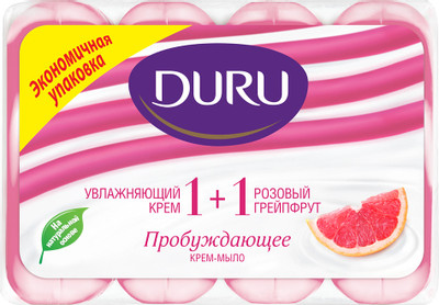 Мыло туалетное Duru Soft Sensations крем и розовый грейпфрут, 4х90г
