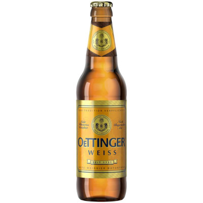 Пиво Oettinger Weiss разливное светлое нефильтрованное 4.9%, 1л