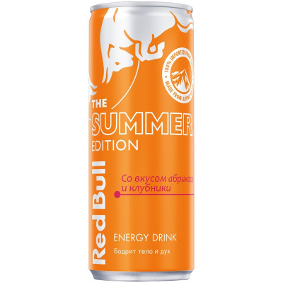 Энергетик Red Bull The Summer Edition абрикос с клубникой безалкогольный газированный, 250мл