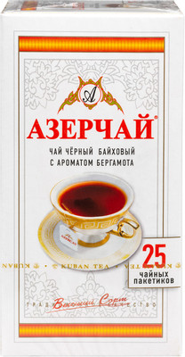 Чай Азерчай чёрный байховый с бергамотом в пакетиках, 25x2г