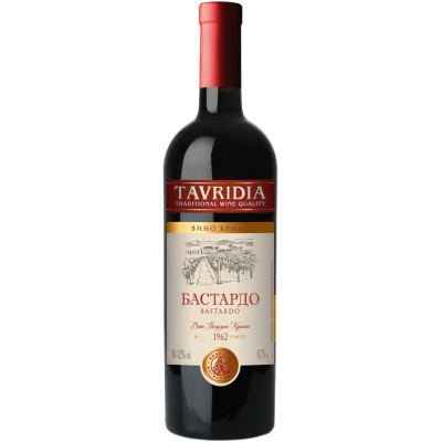 Вино Tavridia Bastardo красное полусухое 10-12%, 750мл
