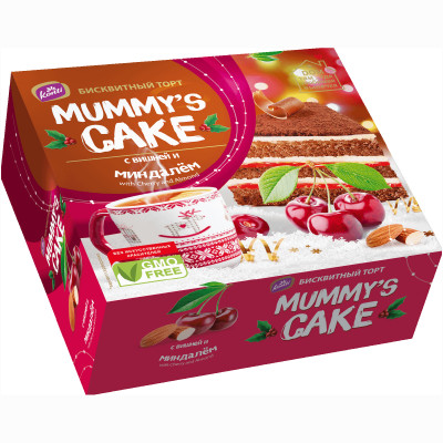 Торт Konti Mummy's Cake бисквитный с вишней и миндалем, 310г