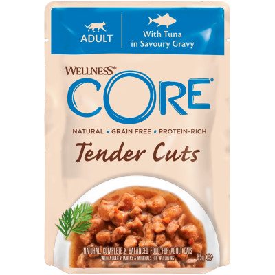 Паучи Core Tender Cuts тунец в виде нарезки в соусе для кошек, 85г