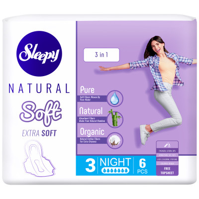 Прокладки Sleepy Natural Soft Extra Soft 3в1, 6шт