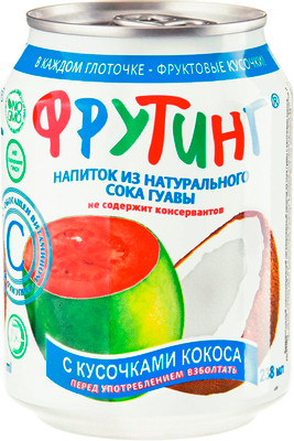 Напиток безалкогольный Фрутинг из сока гуавы с кусочками кокоса негазированный, 238мл