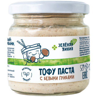 Тофу паста с белыми грибами Зелёная Линия, 200г