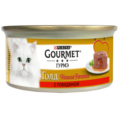 Корм Gourmet Gold Нежная Начинка с говядиной для кошек, 85г