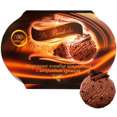 Пломбир De Bariloche шоколадный с шоколадной крошкой 15%, 450г