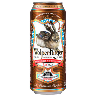 Пиво Wolpertinger Пшеничное светлое нефильтрованное 5%, 500мл