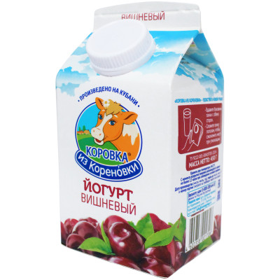 Йогурт Коровка Из Кореновки вишнёвый 2.1%, 450мл
