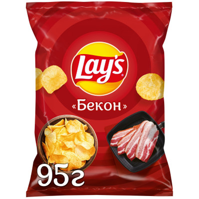 Чипсы картофельные Lays со вкусом бекона, 95г