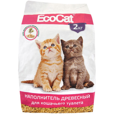 Наполнитель для кошачьего туалета EcoCat древесный, 2кг