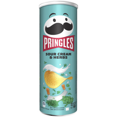 Чипсы Pringles картофельные сметана-зелень, 165г