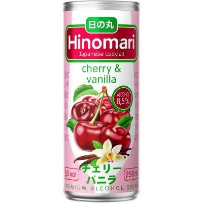 Коктейль Hinomari Cherry and Vanilla слабоалкогольный газированный сладкий 8,5%, 250мл