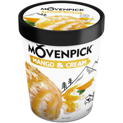 Пломбир Movenpick Mango&Cream с манговым наполнителем и кусочками манго 12.7%, 281г