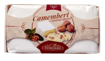 Сыр мягкий Егорлык Молоко Камамбер с грецкими орехами с белой плесенью 50%, 125г