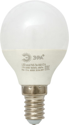 Лампа светодиодная Эра P45 E14 7W 840