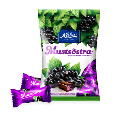 Конфеты Kalev Mustsostra со вкусом чёрной смородины, 175г