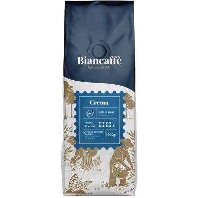 Кофе Biancaffe Crema натуральный жареный в зернах, 1000г