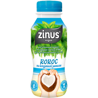 Напиток Zinus кокосовый на йогуртной закваске пастеризованный, 250мл