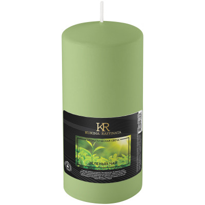 Свеча Kukina Raffinata ароматическая зелёный чай, 56х80мм зелёная