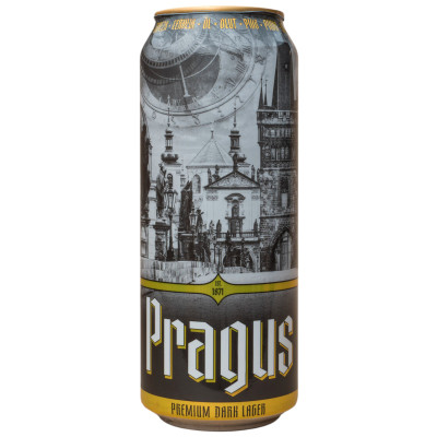 Пиво Pragus Premium Dark Lager тёмное фильтрованное пастеризованное, 500мл