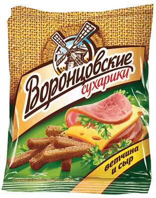 Сухарики Воронцовские ржано-пшеничные со вкусом ветчина с сыром, 40г