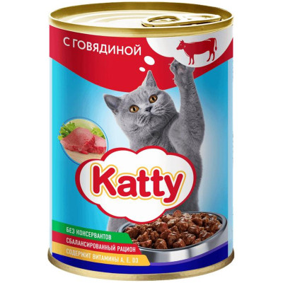 Корм Katty с говядиной для кошек 415 г
