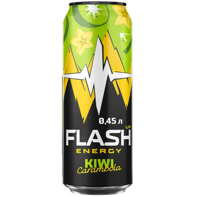 Напиток энергетический Flash Up Energy Киви и Карамбола безалкогольный газированный витаминизированный, 450мл