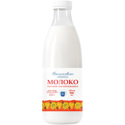 Молоко Превосходство Лучшего пастеризованное 3.2%, 900мл