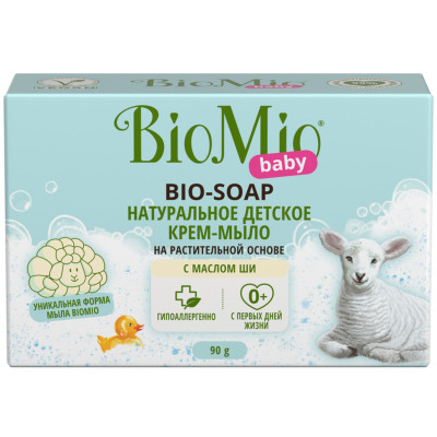 Крем-мыло BioMio Baby Bio-Soap детское с маслом ши, 90г