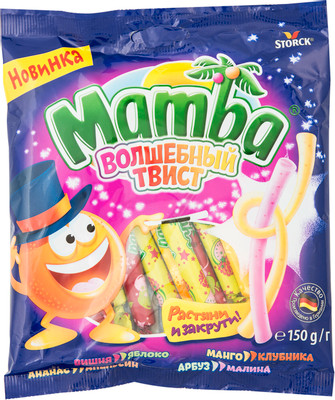 Конфеты Mamba Волшебный твист жевательные ассорти вкусов, 150г