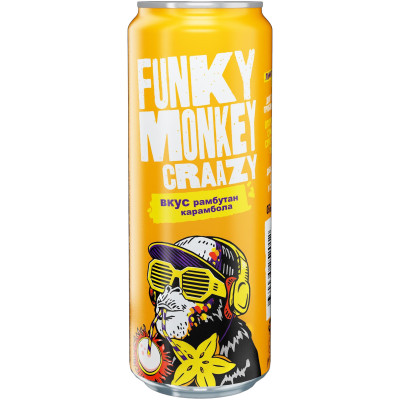 Напиток Fanky Monkey Crazy Вкус рамбутан карамбола безалкогольный сильногазированный, 450мл