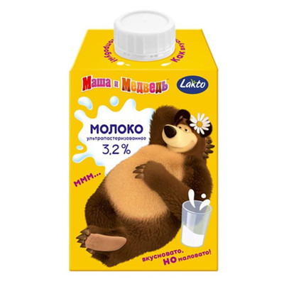 Молоко Маша и Медведь ультрапастеризованное 3.2%, 480мл