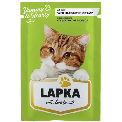Корм Lapka с кроликом в соусе для кошек, 85г