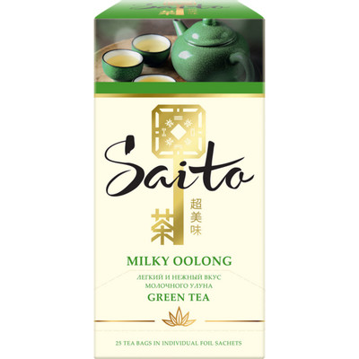Чай Saito зелёный с ароматом молока в пакетиках, 25х1.5г
