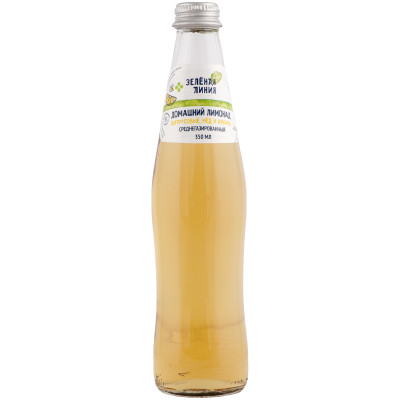 Напиток безалкогольный Домашний лимонад со вкусом цитрусовых мёдом и имбирём среднегазированный Зелёная Линия, 350мл